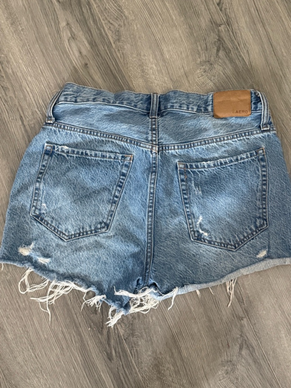 Aeropostale Distressed High-Rise Denim Shorts - Light Blue - Picture 2 of 3